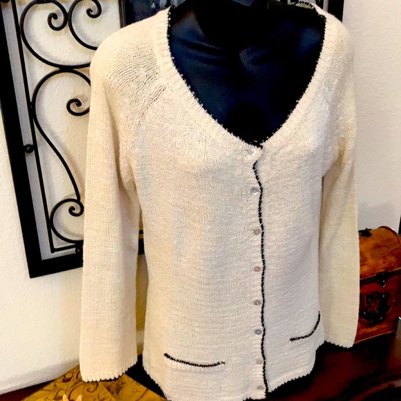 Vintage bebe Boatneck Button Down Sweater - Picture 1 of 9